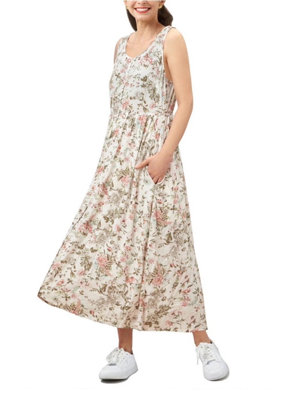 Frye Since 1863 Floral Maxi Dress Sleeveless Button Front Rayon XXL